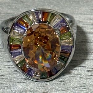 Elegant Multicolor Gemstone Ring Size 8 NEW